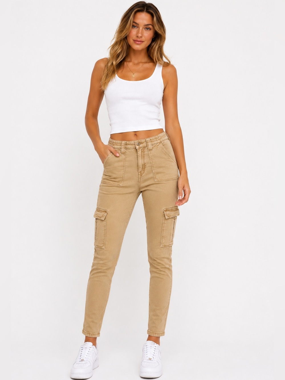 American Eagle Outfitters Khaki Skinny Cargo Pants